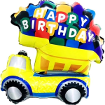 Happy Birthday Dump Truck Foil Balloon (Unpacked)