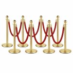 8x Bollards Stanchion Post Crowd Barriers 6x Red Twisted Rope