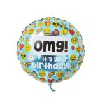 "OMG It's Your Birthday" Emoji Themed Foil Balloon (Unpacked)