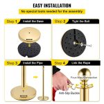 8x Bollards Stanchion Post Crowd Barriers 6x Black Twisted Rope - Image 4