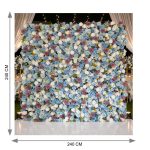 Floral Wall Backdrop Blue White Luxury Roses (240cm×240cm) - Image 2