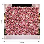 Floral Wall Backdrop Pink White Luxury Roses (240cm×240cm) - Image 2