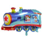 Happy Birthday Blue Train Foil Balloons For Kids (Unpacked)