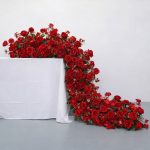 Artificial Dark Red Rose Flower Table Runner 43cm×100cm