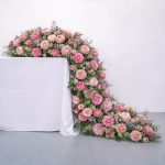 Artificial Pink Rose Flower Table Runner 43cm×100cm