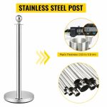 4x Silver Bollards Crowd Barriers 3x Black Twisted Rope - Image 3