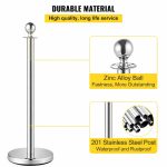 4x Silver Bollards Crowd Barriers 3x Black Twisted Rope - Image 2