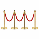 3x Bollards Stanchion Post Crowd Barriers 2x Red Twisted Rope