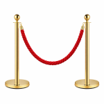 2x Bollards Stanchion Post Crowd Barriers 1x Red Twisted Rope