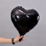 18" Black Heart Shape Metallic Foil Balloon (Unpacked)