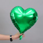 18" Green Heart Shape Metallic Foil Balloon (Unpacked)