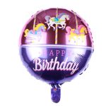 18" Round Carousel Themed Foil "Happy Birthday" Balloon (Unpacked)