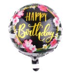 18" Happy Birthday Printed Round Floral Foil Balloon (Unpacked)
