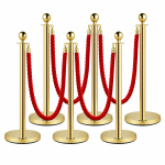 6x Bollards Stanchion Post Crowd Barriers 4x Red Twisted Rope