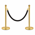 2x Bollards Stanchion Post Crowd Barriers 1x Black Twisted Rope