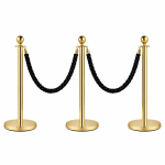 3x Bollards Stanchion Post Crowd Barriers 2x Black Twisted Rope