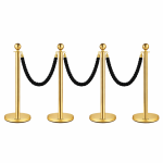 4x Bollards Stanchion Post Crowd Barriers 3x Black Twisted Rope