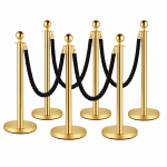 6x Bollards Stanchion Post Crowd Barriers 4x Black Twisted Rope
