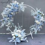 Artificial Sky Blue Flower Backdrop Wall Set 3 Pieces