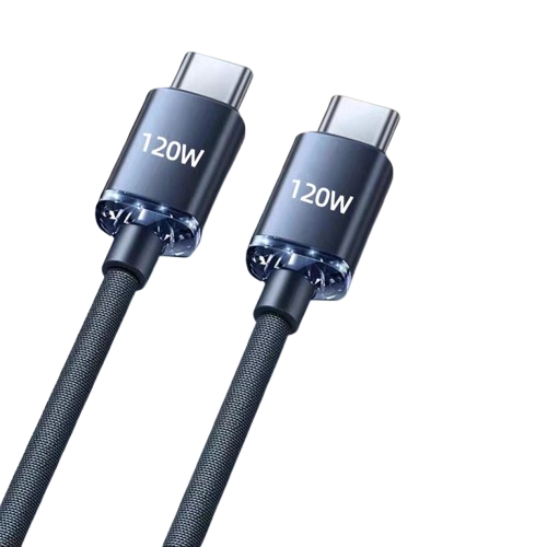 120W USB-C to USB-C Fast Charging and Data Transfer Cable Black