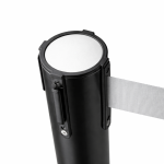 Stainless Steel Black Queue Barrier Post with Silver Belt 2m - Image 4