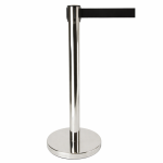 Stainless Steel Queue Barrier Post with Black Belt 2m
