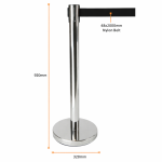 Stainless Steel Queue Barrier Post with Black Belt 2m - Image 2