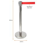 Stainless Steel Queue Barrier Post with Red Belt 2m - Image 2
