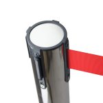 Stainless Steel Queue Barrier Post with Red Belt 2m - Image 3
