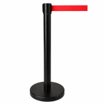 Stainless Steel Black Queue Barrier Post with Red Belt 2m