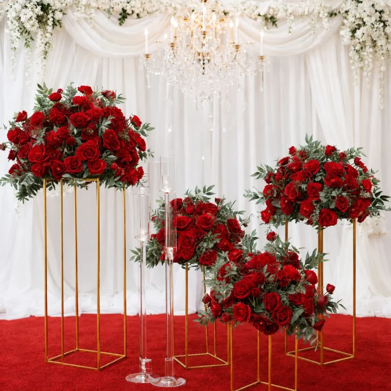 Wedding Artificial Rose Bouquet red