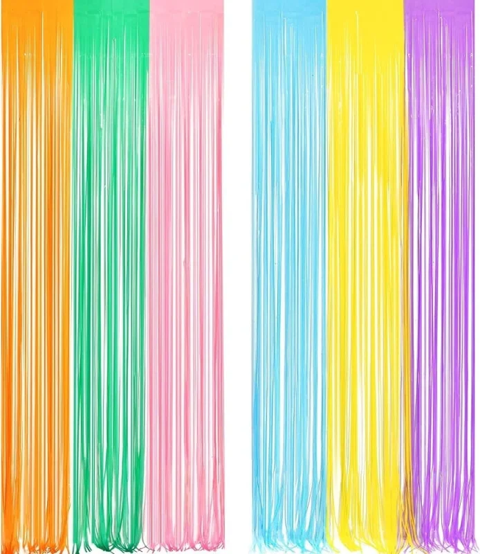 2x Fluorescent Foil Curtain 1x2m Door Birthday Party & Home Decoration Indoor