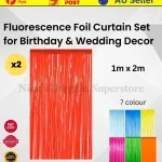 2x Fluorescent Foil Curtain 1x2m Door Birthday Party & Home Decoration Indoor xtradeal