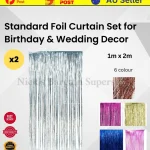 2x Standard Foil Curtain 1m x 2m Door Decoration Birthday Wedding Party Home xtradeal