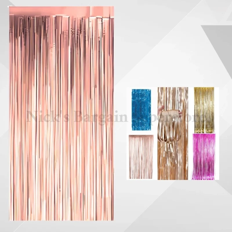 3x Matt Chrome Foil Curtain Door Decoration for Birthday & Wedding Party 1m x 2m xtradeal
