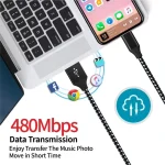 Braided USB Type C Charger Cable Charging Data Cord for Samsung Google 480mbps