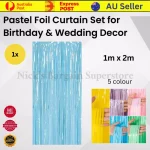 Pastel Foil Curtain 1m2m Door Birthday Wedding Party Home Decoration xtradeal