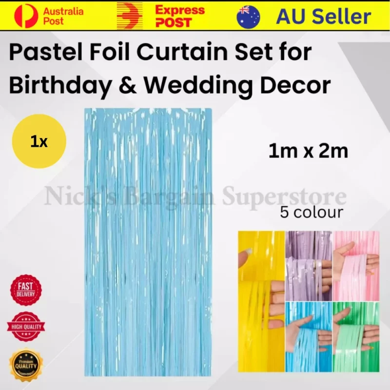 Pastel Foil Curtain 1m2m Door Birthday Wedding Party Home Decoration xtradeal