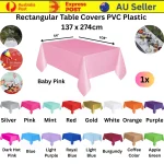Plastic Table Cloth Colour Rectangle Cover Birthday Party Tablecover 137x274cm