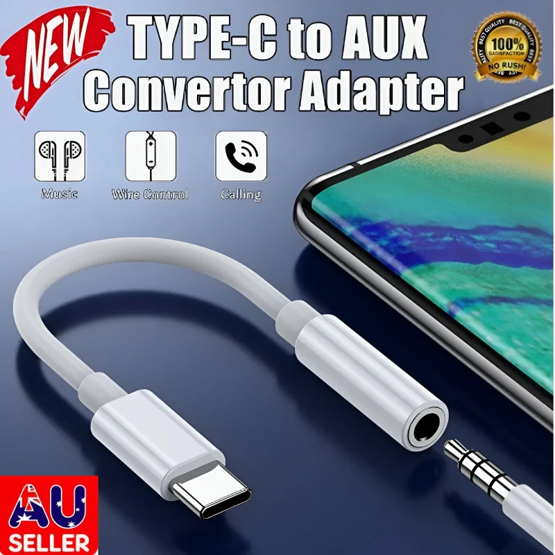 USB-C to AUX 3.5mm female audio jack adapter close-up