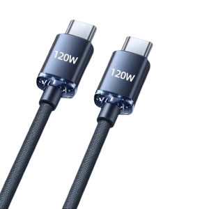 120W USB-C to USB-C Fast Charging and Data Transfer Cable Black